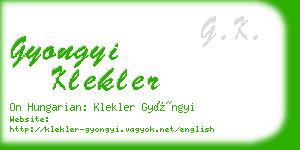 gyongyi klekler business card